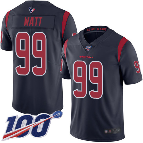 Houston Texans Limited Navy Blue Men J J Watt Jersey NFL Football 99 100th Season Rush Vapor Untouchable